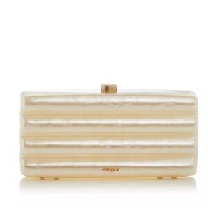 Cult Gaia Enid Clutch Pearlized Acrylic Ribbed Cream Evening Bag Rare Authentic